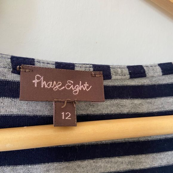 Phase Eight Striped Navy Grey Mini Dress/Tunic Size 12 - Picture 4 of 8